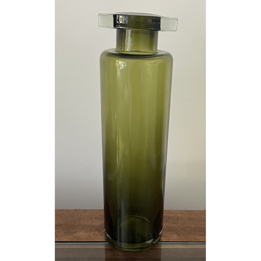 Tall Olive Green Jekyll Bottle Apothecary Alchemist Jar Vase Ombre Gradient